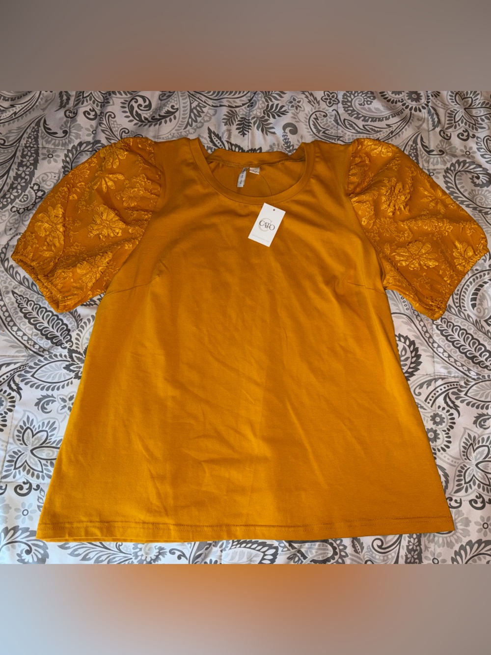 Cato Mustard Yellow Puff-Sleeve Tee